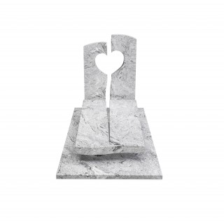 Futurystyczny nagrobek granitowy Wiscont White. Masywne kształty w nowoczesnej formie.