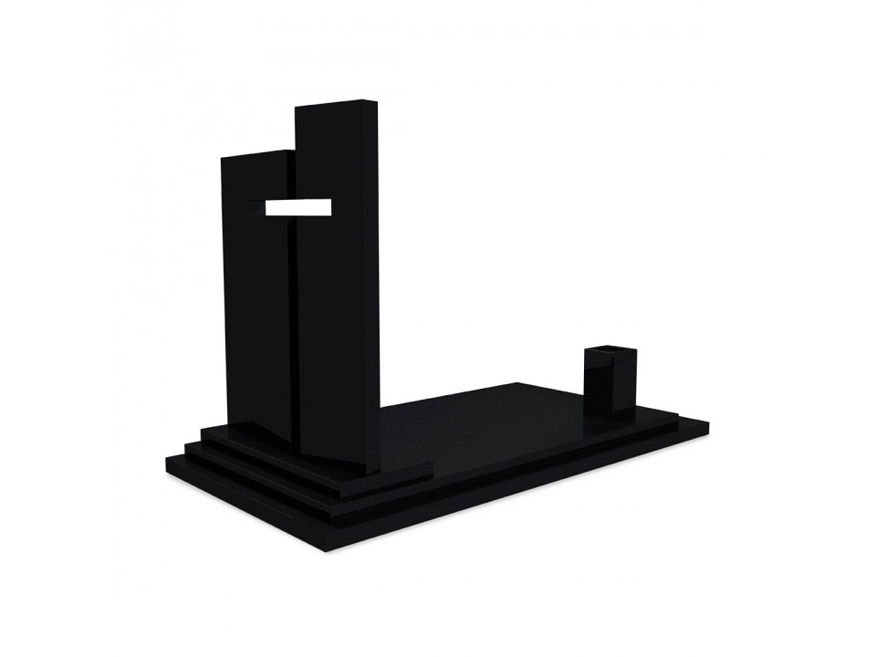 Pomnik z czarnego granitu o minimalistycznym charakterze i nowoczesnym wzorze.