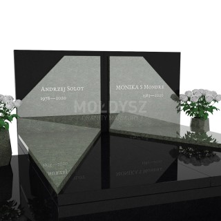 Nowoczesny nagrobek podwójny 190x190 cm. Pomnik dla dwóch osób z granitu.